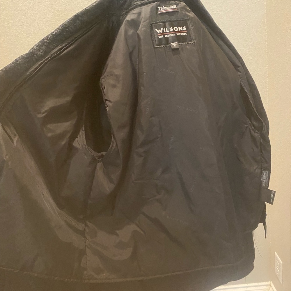 Wilsons Vintage Black Embossed Leather Jacket Coat S M - Picture 7 of 11